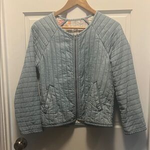 Women's Tencel GAP Quilted Jacket - Super Soft- Light Blue with Floral Lining.